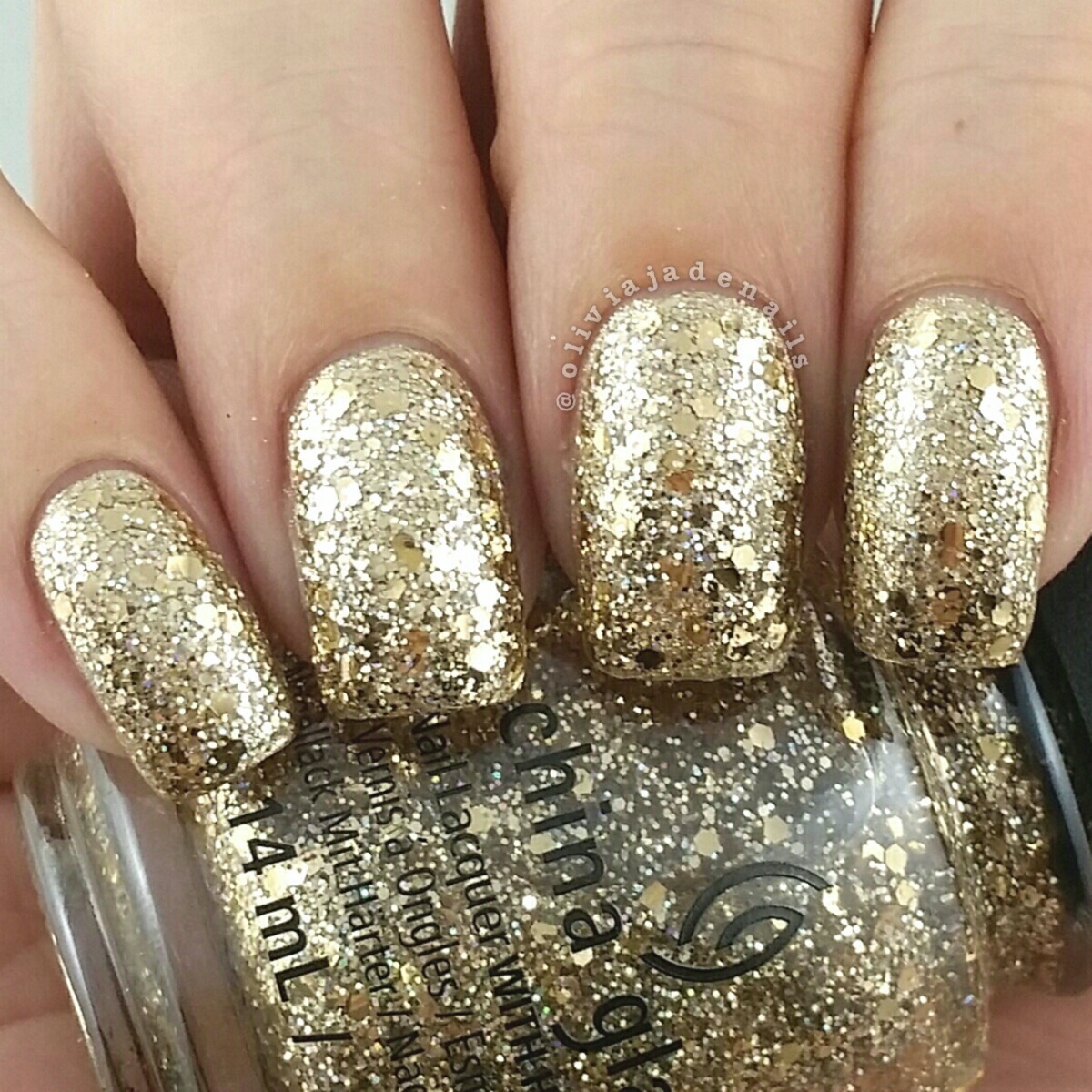China Glaze Counting Carats (over OPI Love Angel Music Baby) swatched by Olivia Jade Nails