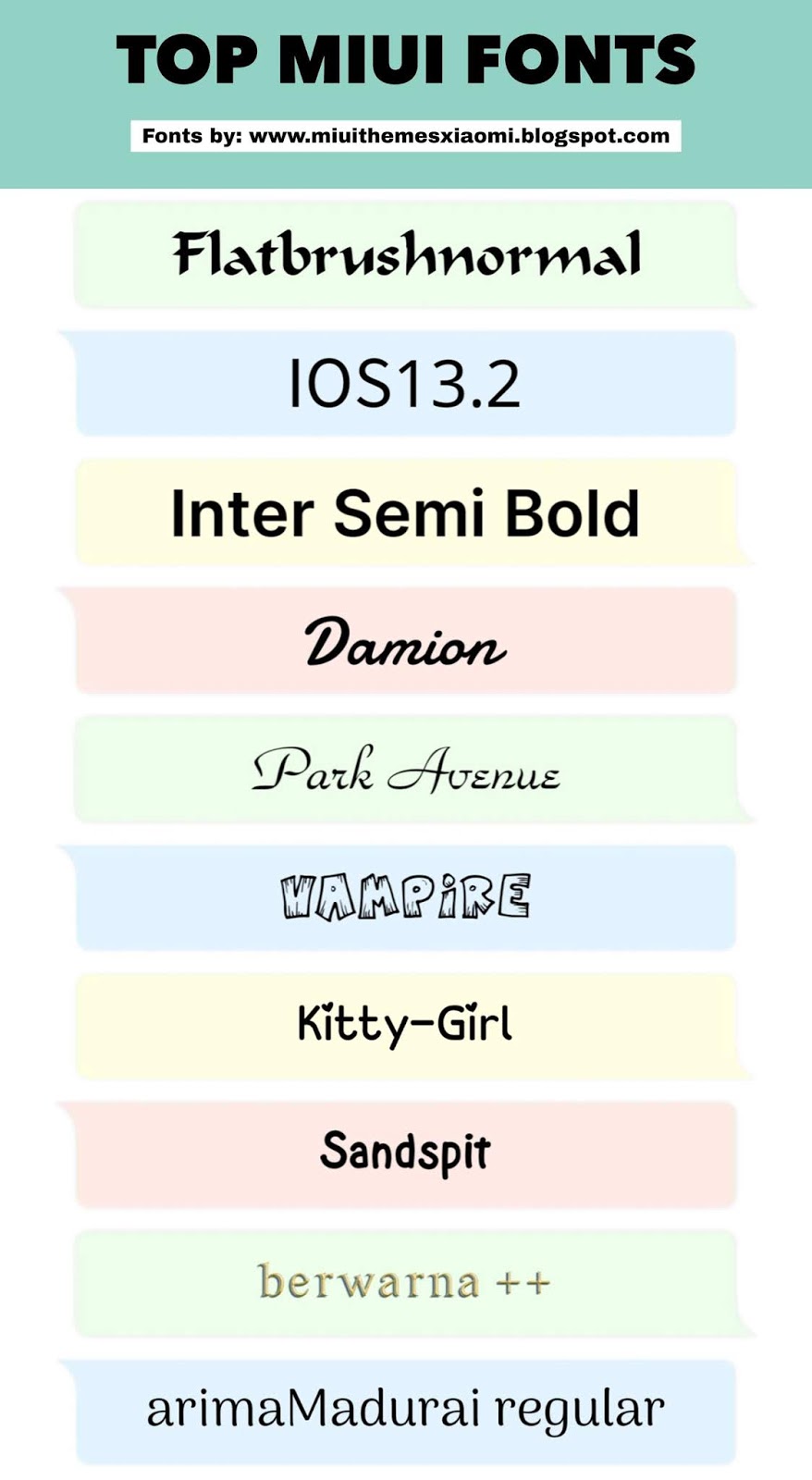 Top 10 Trending MIUI Fonts For Xiaomi Mobile MIUI Fonts Xiaomi