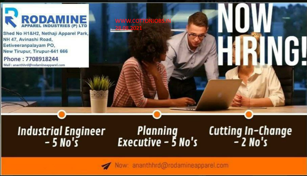 PART 2 (30.08.2021) ALL GARMENTS AND SPINNING MILL RELATED JOBS WANTED