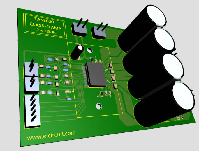 600W Stereo Class-D Amplifier TAS5630 - Electronic Circuit