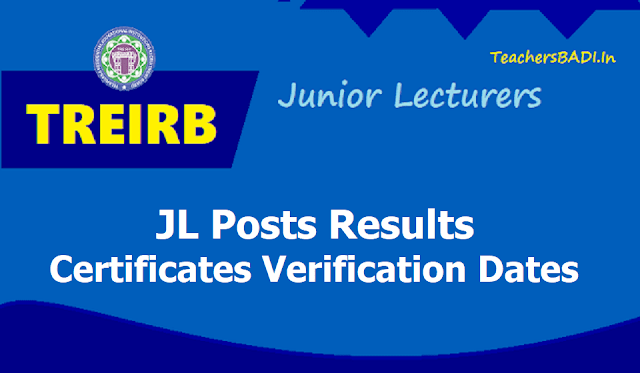TREIRB JL Results, Certificates verification dates for 1:2 list of Candidates 2019 (Junior Lecturers) TREIRB JL Results, Certificates verification dates for 1:2 list of Candidates 2019 (Junior Lecturers)