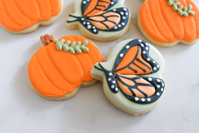 pumpkins and butterflies made using the same cookie cutter