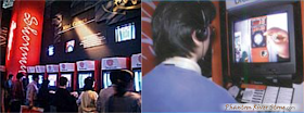 Left: the Dreamcast console area at Digitaliland. Right: Darts minigame