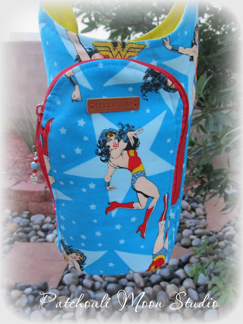 Patchouli Moon Studio~ Wonder Woman & Super Woman H20 to Go Water Bottle Slings