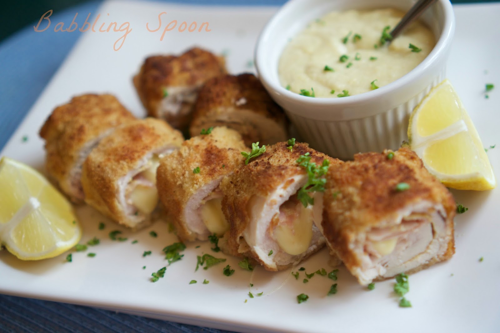 Tales of a Babbling Spoon Chicken cordon bleu with creamy mustard sauce