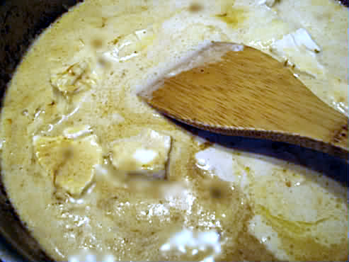 cook cheese in sour cream until melted.