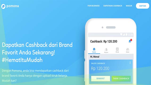 Pomona, Aplikasi Struk Belanja Yang Memberikan Cashback 