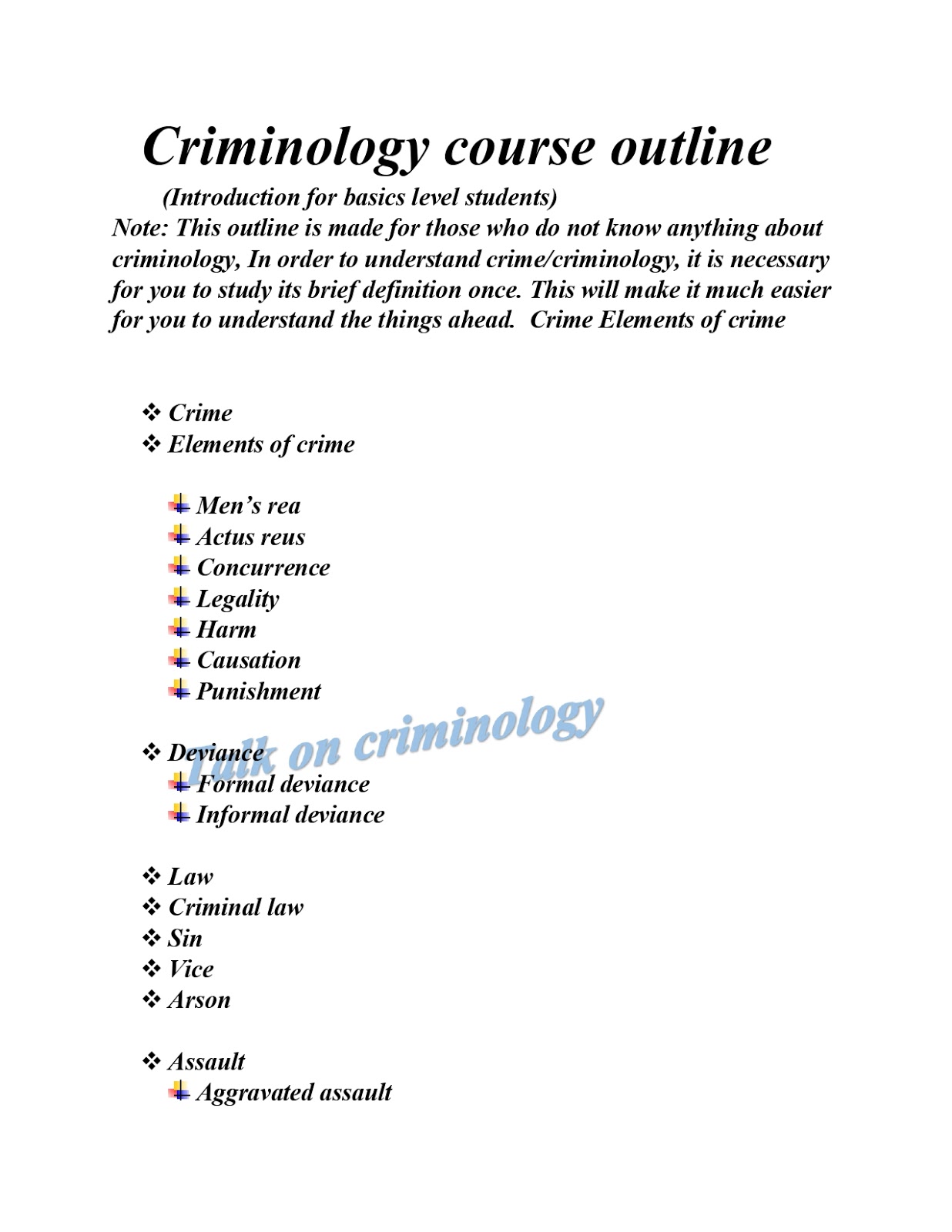 criminology course essay