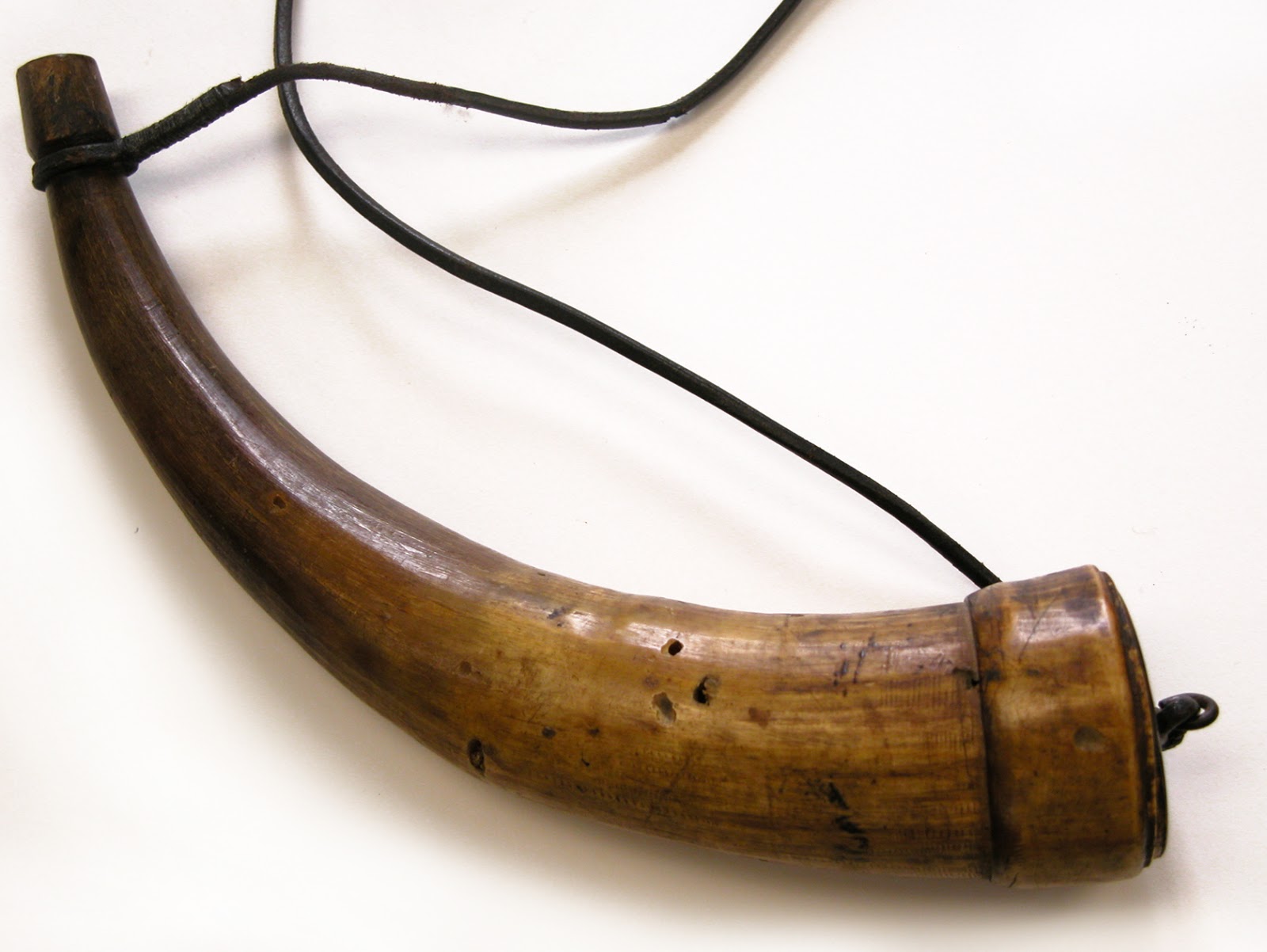 Contemporary Makers Antique Powder Horn with Cane Powder Measure