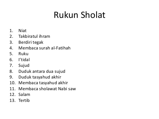 Rukun-rukun dalam Sholat | Coretan Islami