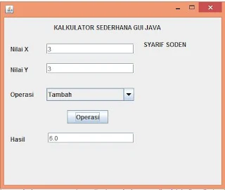 Contoh Program GUI Kalkulator pada Java