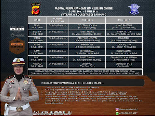 Jadwal Layanan SIM Keliling Polrestabes Bandung Bulan Juli 2017