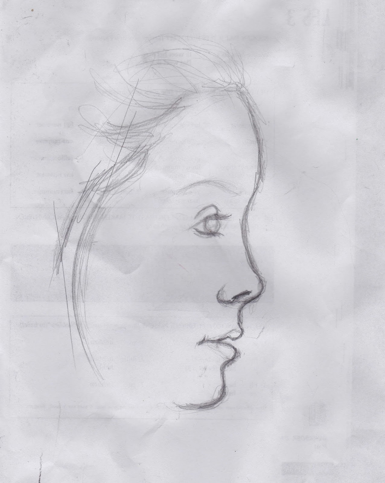 Profile Sketch of Isabella, pencil drawing on paper