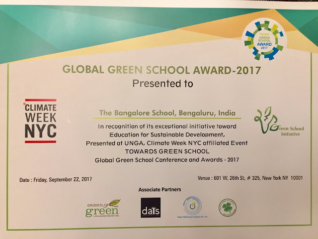 UN General Assembly awards The Bangalore School, Whitefield the prestigious Global Green School award UN General Assembly awards The Bangalore School, Whitefield the prestigious Global Green School award