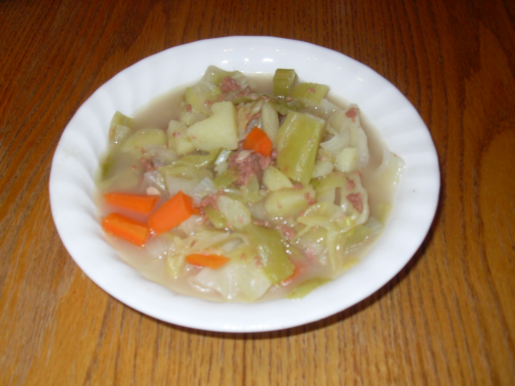 Nine for Dinner Corned Beef and Cabbage Soup