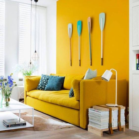 Bright Yellow Living Room Walls We Love / Home Decor & Weddings
