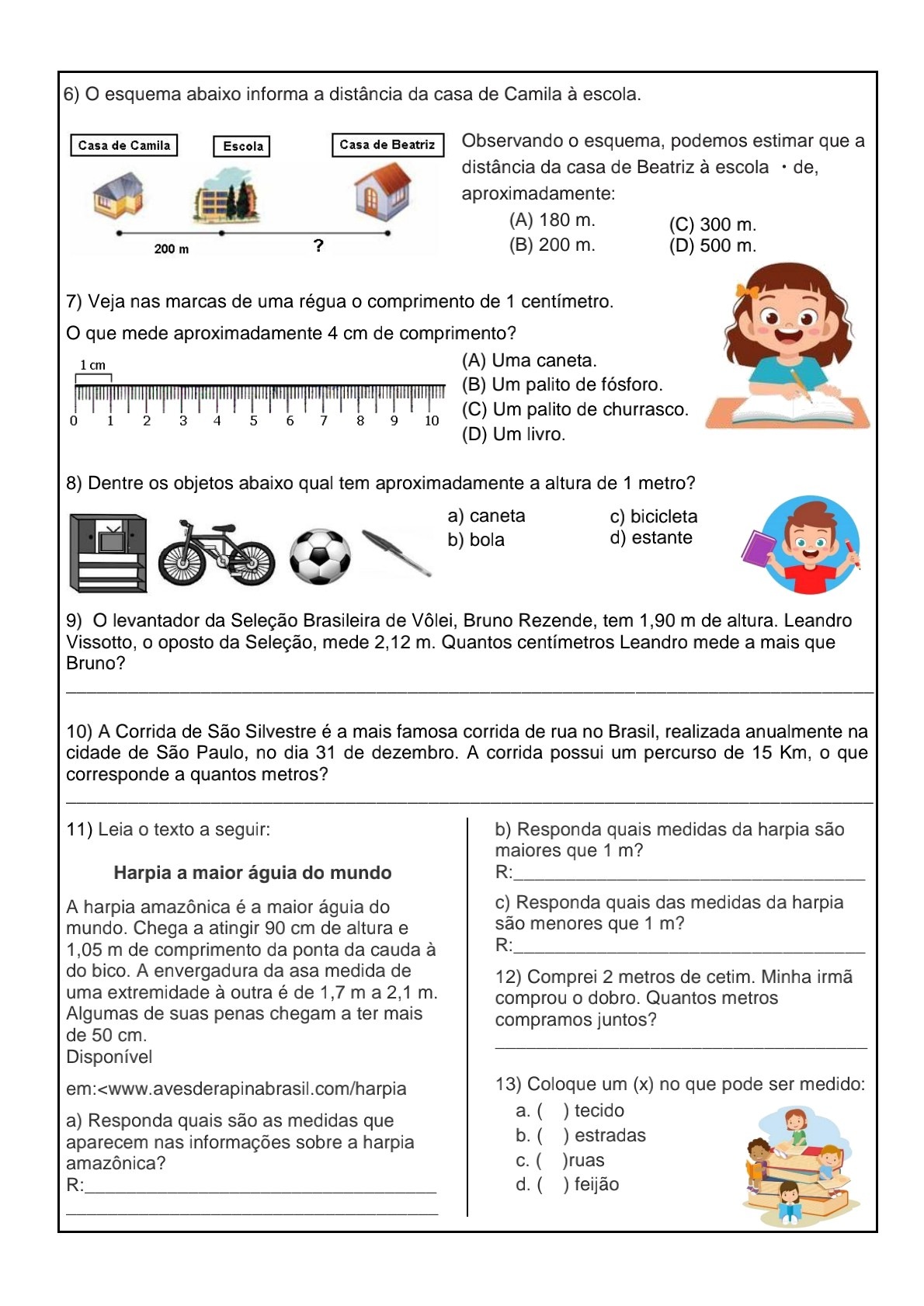 Atividade Medidas De Comprimento 4 Ano Atividade Medidas De Comprimento 4 Ano
