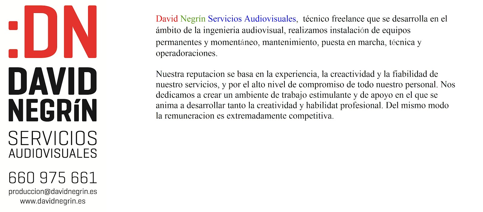 DAVID NEGRIN SERVICIOS AUDIOVISUALES