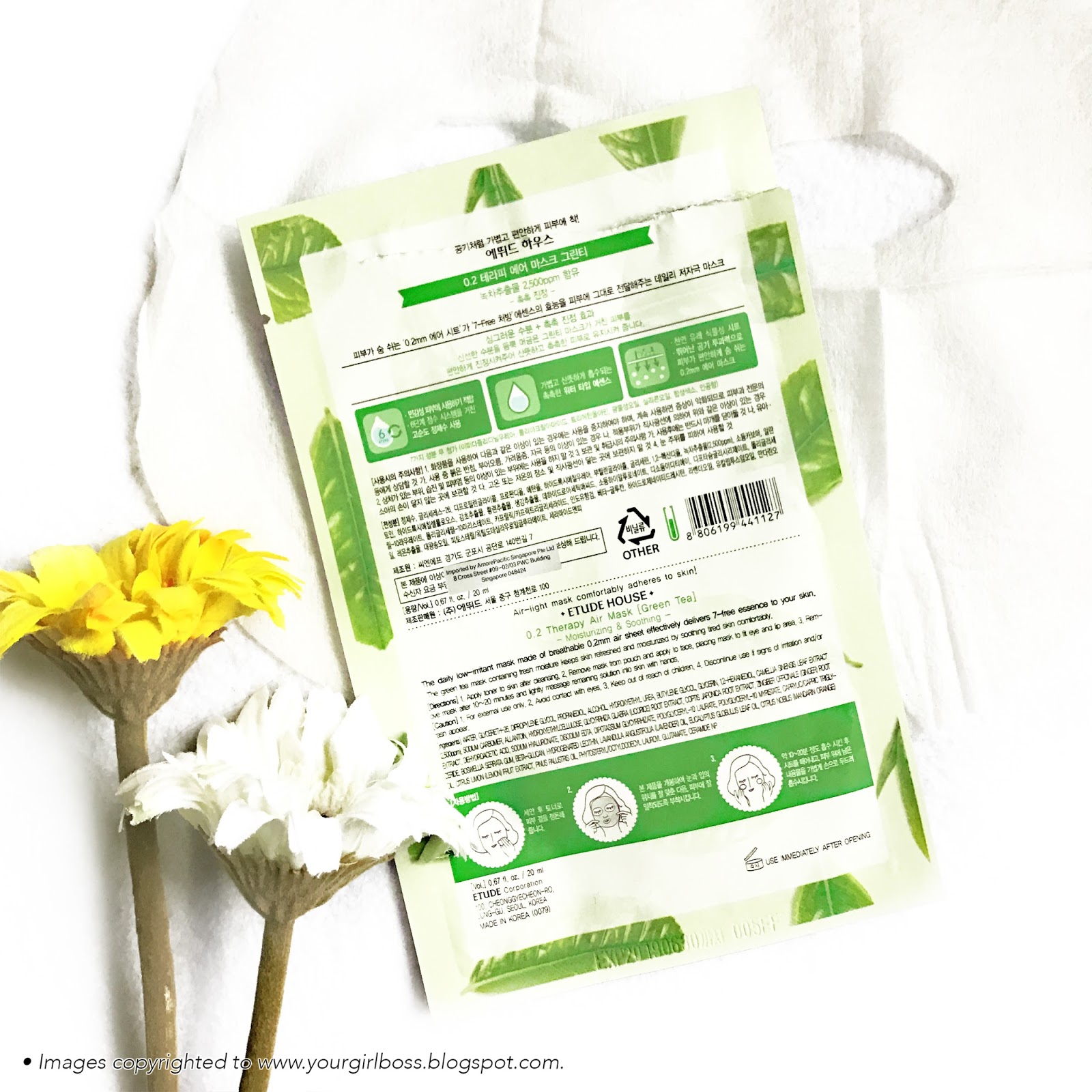 Etude house 0.2 Therapy Air Mask Green Tea Review Jean Kuah's Beauty Blog