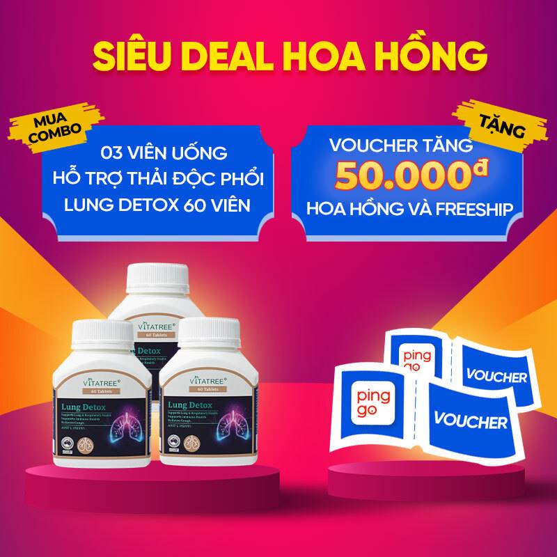 Vitatree Combo 3 Hộp viên uống hỗ trợ thải độc phổi Lung Detox 60 viên