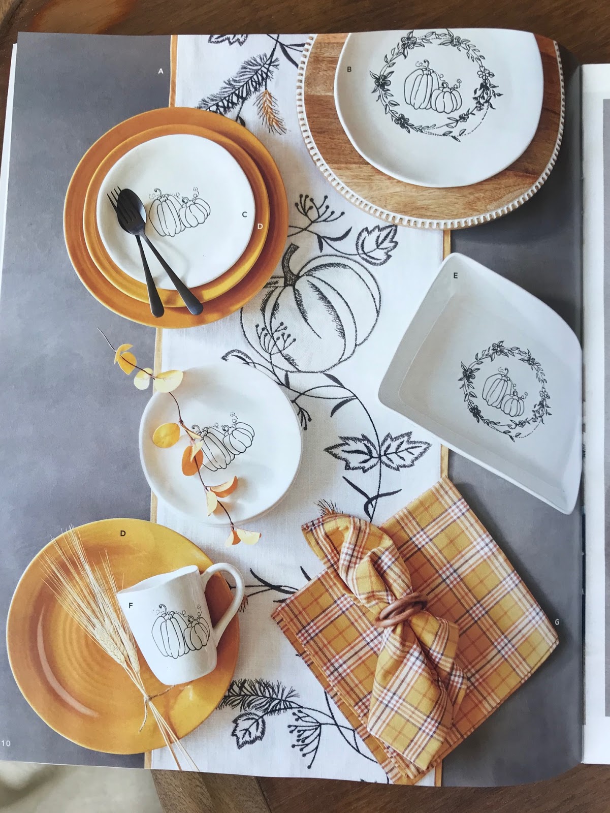 Fall tablescape with blacks whites and yellows