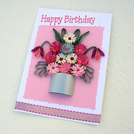 handmade paper quilling birthday card ~ arts and crafts to do at home