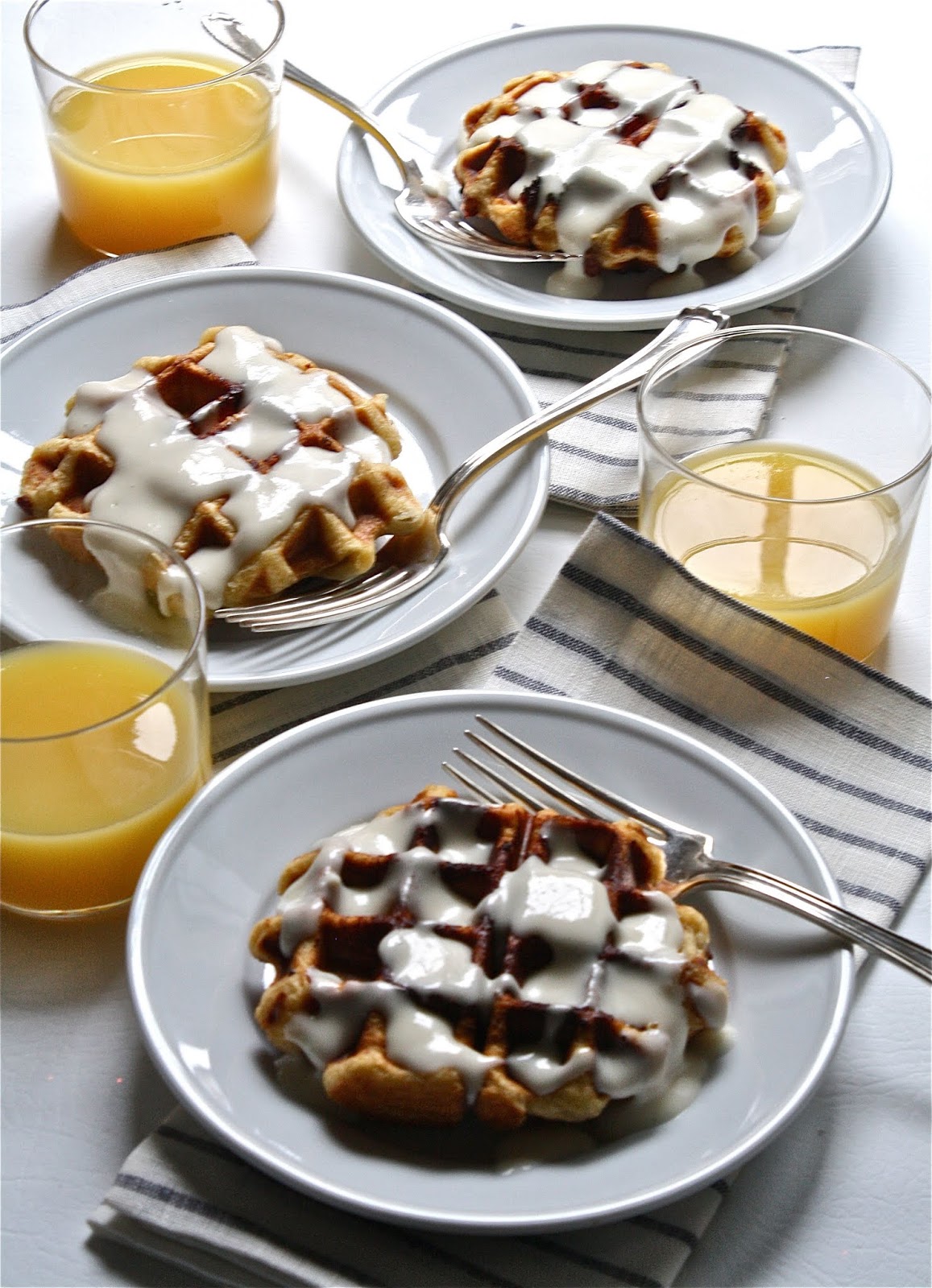 salted sugared spiced™ Cinnamon Roll Waffles with Maple Cream Cheese