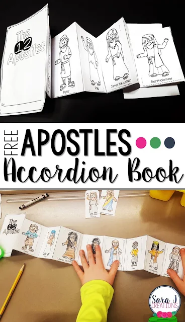 Free 12 Apostles accordion style mini book is the perfect activity for kids learning about the followers of Jesus.