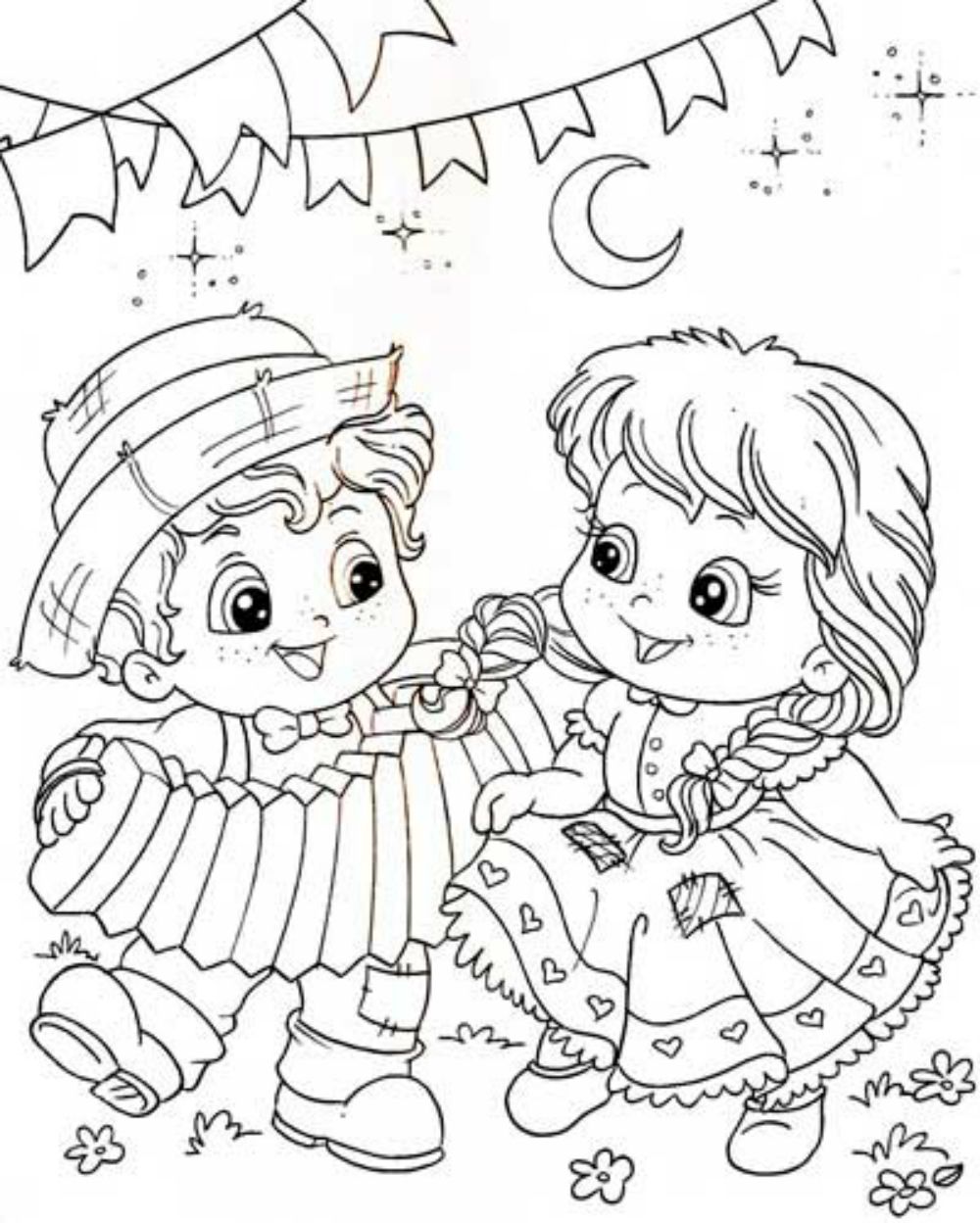 Desenhos de festa de junina para colorir e imprimir grátis Festa Free