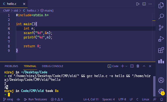Code runner in VS Code not working for taking input in C