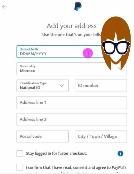 تكملة المعلومات الشخصية- انشاء حساب paypal
