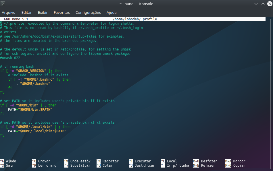 Restaurar o /etc/profile as configurações originais no Linux