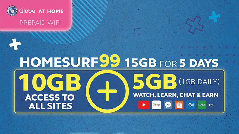 HomeSURF99 now offers 15GB for 5 days with Globe At Home Prepaid WiFi HomeSURF99 now offers 15GB for 5 days with Globe At Home Prepaid WiFi