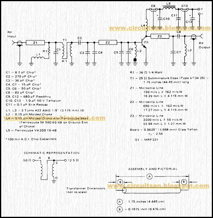 Build a 10W 225-400mhz Linear Amplifier Circuit Diagram | Super Circuit