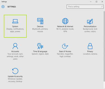 tampilan settings pada Windows 10