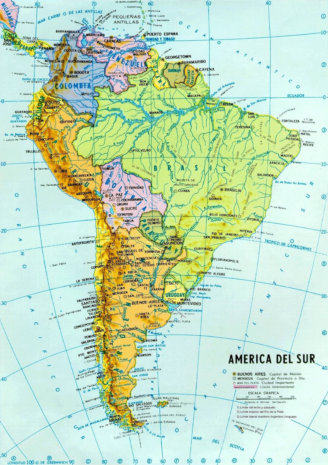 América do Sul Mapas Geográficos da América do Sul