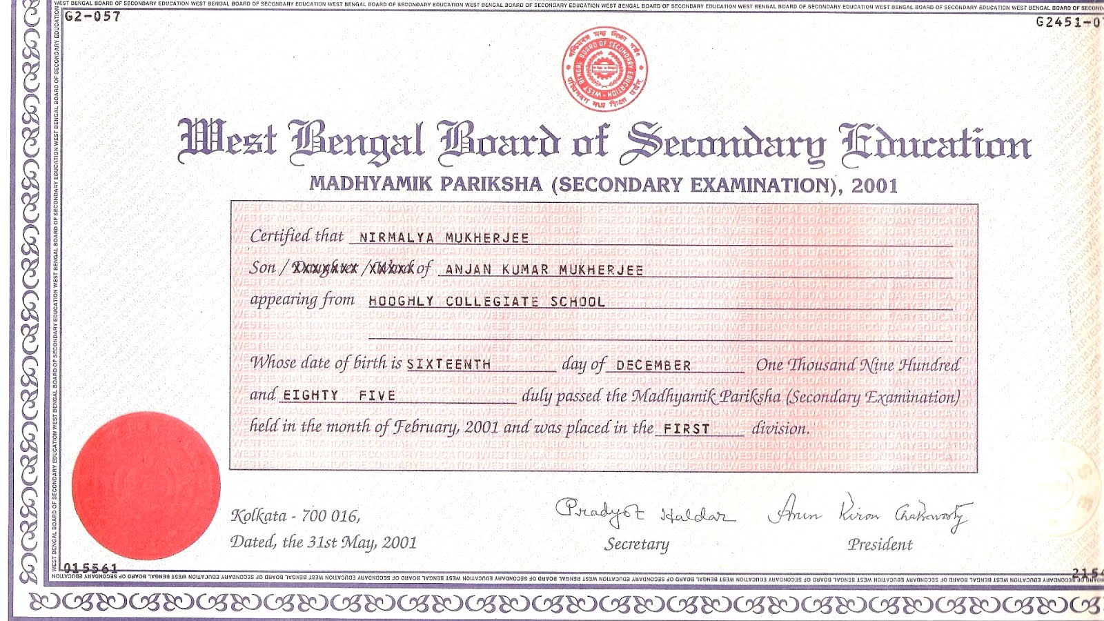 certificate of complete secondary education