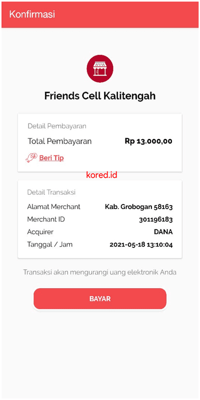 konfirmasi pembayaran tmoney