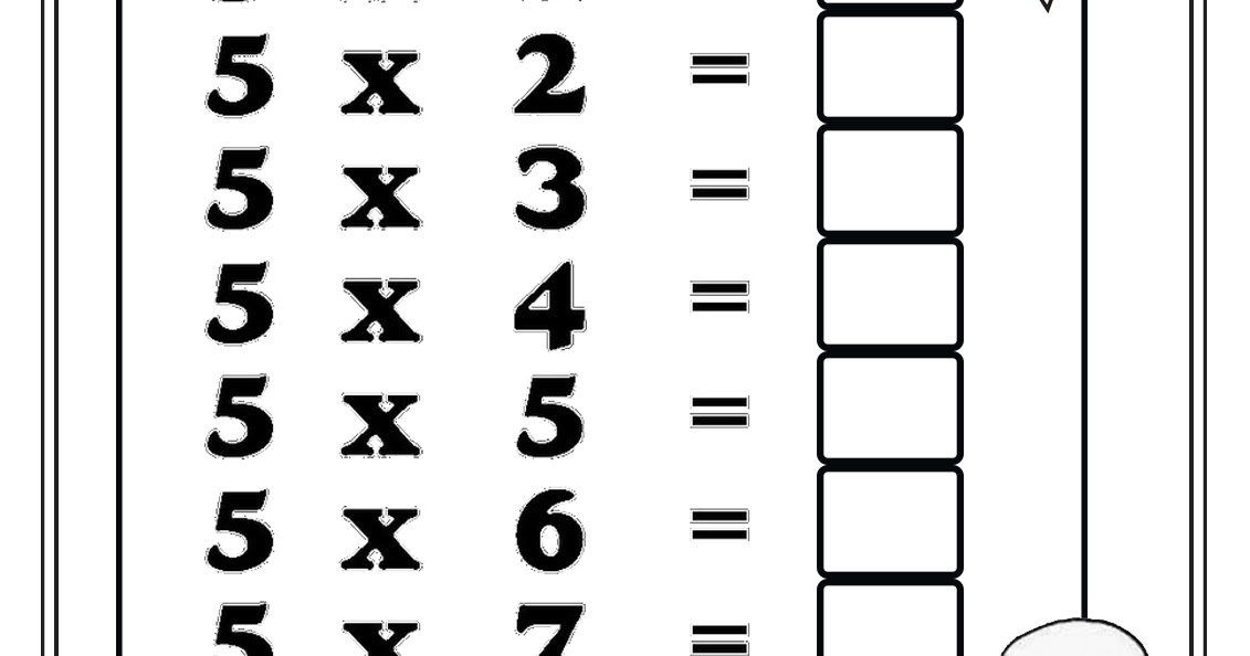 Tabuada de multiplicação do 5 worksheet