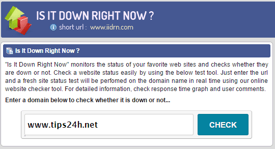 Cách kiểm tra website up hoặc down