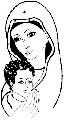 Virgen y el niño Jesús colorear