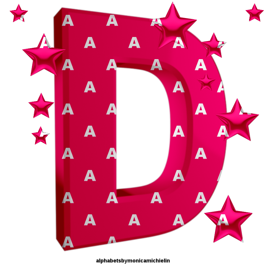 M. Michielin Alphabets: LETTER A 3D STARS FONT PINK ALPHABET AND ICONS PNG