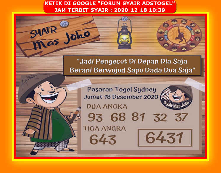 Syair sdy 18 Desember 2020 KODE SYAIR SGP SYAIR HK SYAIR SYDNEY 2021