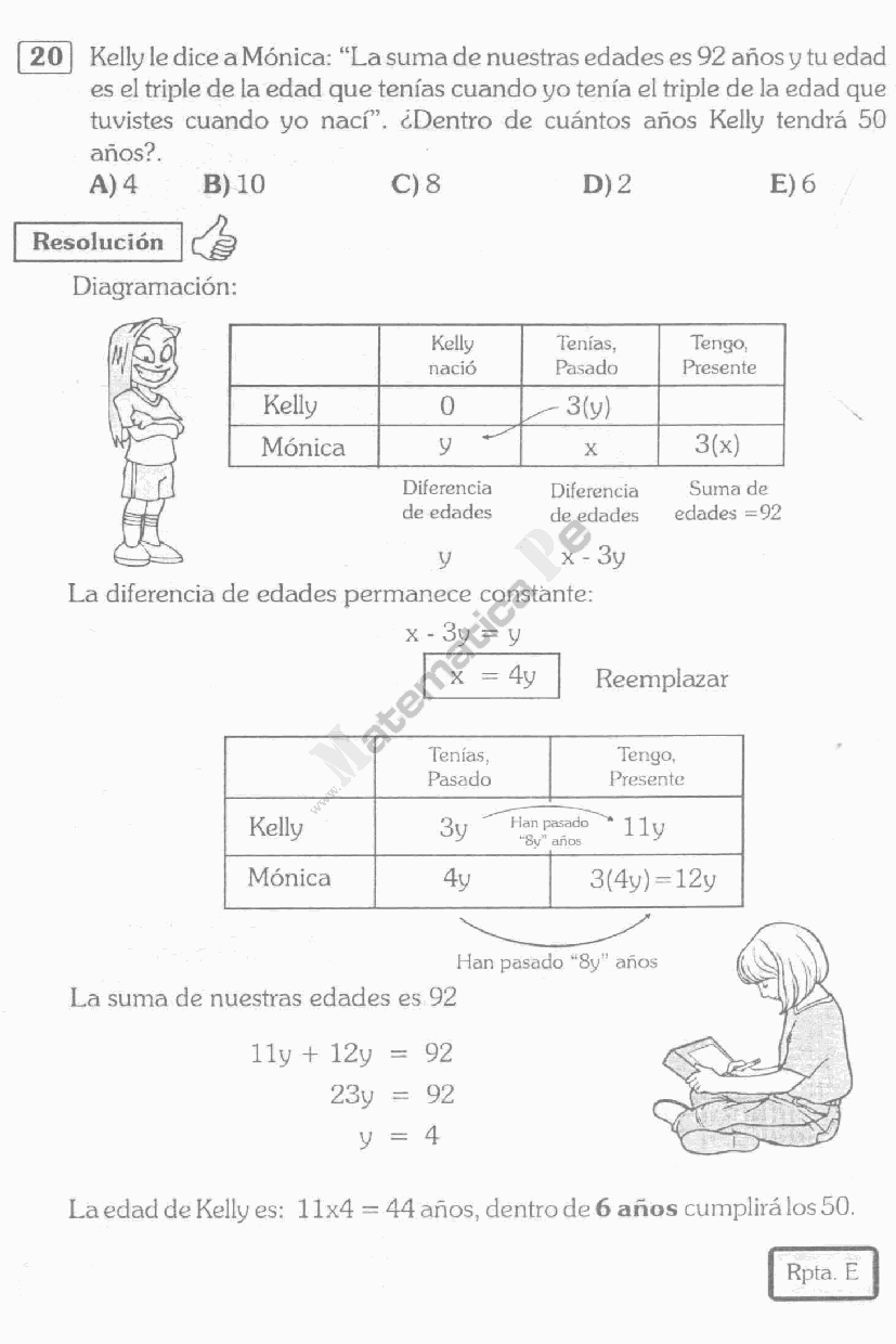 PROBLEMAS SOBRE EDADES EJERCICIOS RESUELTOS TIPO EXAMEN DE ADMISION A