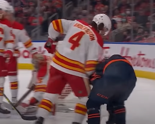Rasmus Andersson roughs up Kailer Yamamoto, Flames vs Oilers, 10/16/2021