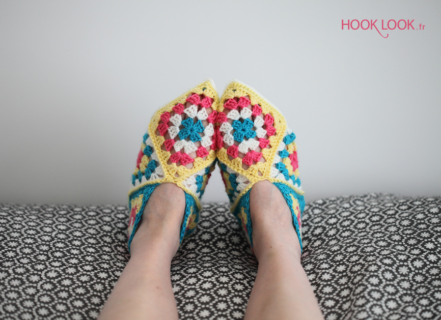 chaussons bouillottes au crochet. Granny Slippers