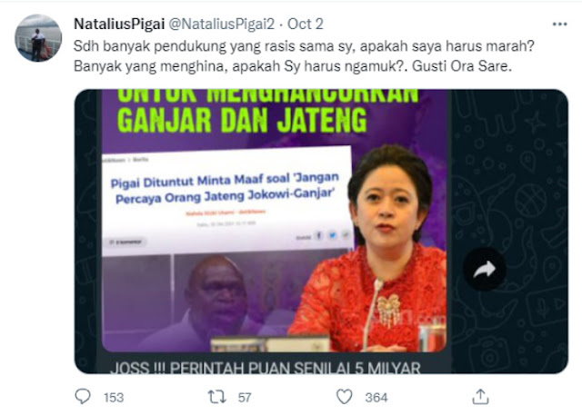 Cuitan Rasis Natalius Pigai Berpotensi Buat Kegaduhan