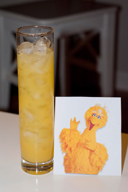 big bird cocktail, banana schnapps, pineapple juice, orange juice