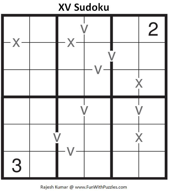 6x6 XV Sudoku (Mini Sudoku Series #60)