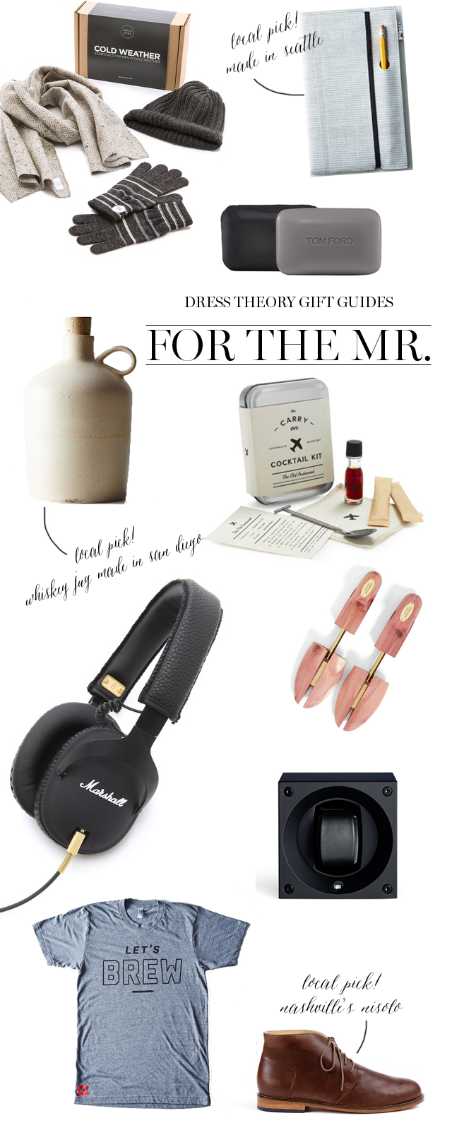 dress theory holiday, christmas, and stocking stuffer guide and gift picks for your groom or husband